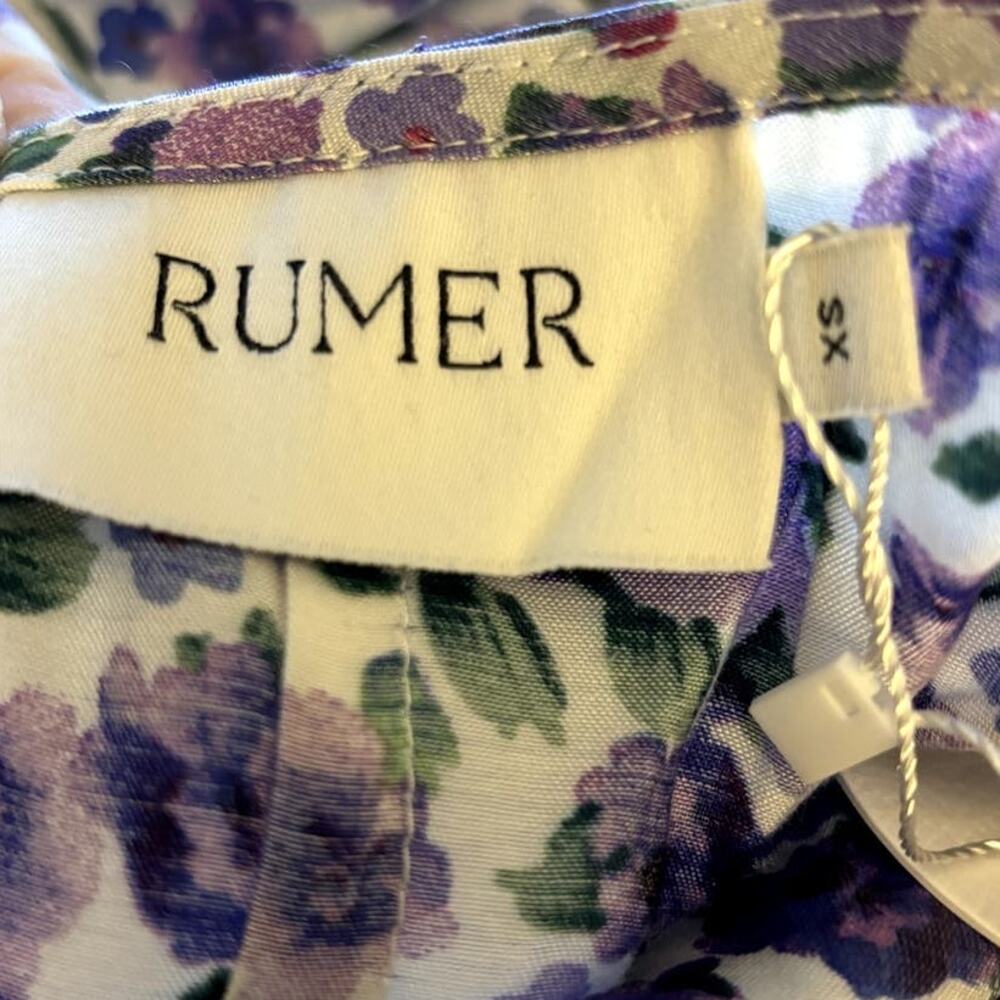 NWT Rumer Soraya Maxi Dress Women's Size XS Lilac Floral Satin Ruched Halter - Picture 7 of 11